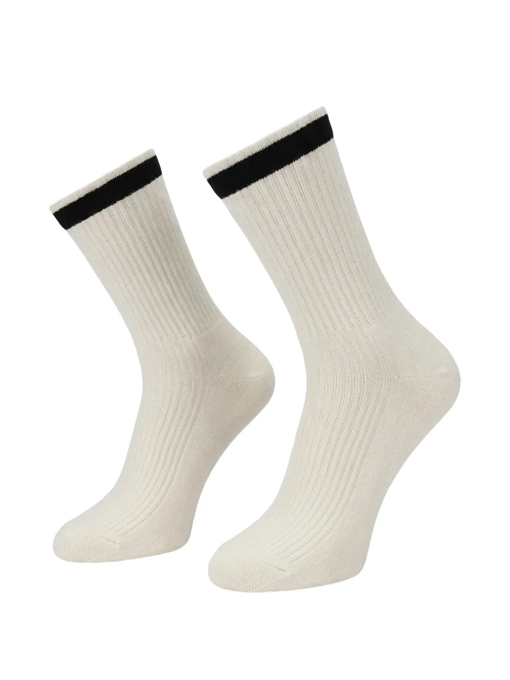 Valentino Garavani ribbed-knit striped-trim socks - Bianco