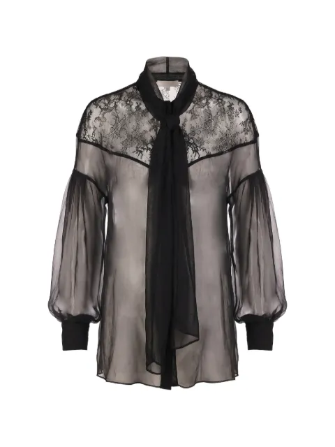 Valentino Garavani lace-panelled pussy-bow shirt