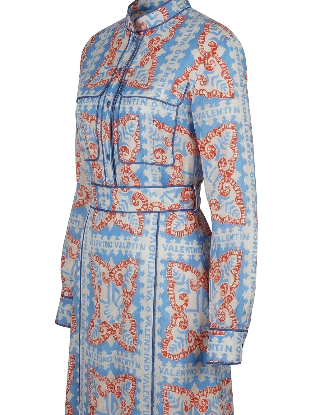 Valentino Garavani Jurk met ceintuur en logoprint Blauw