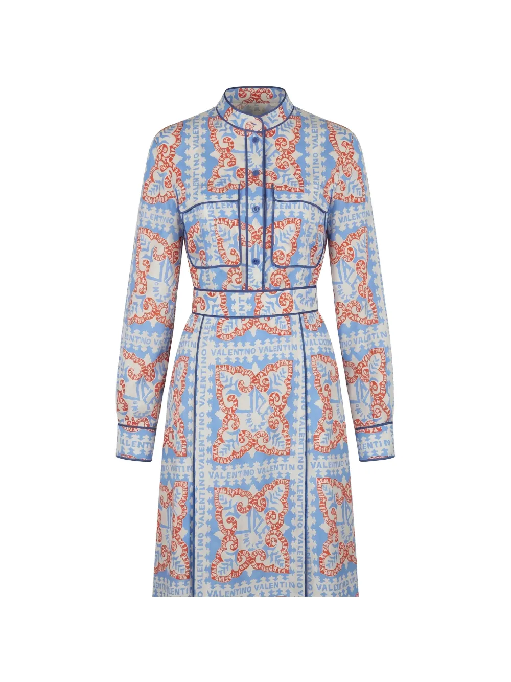 Valentino Garavani Jurk met ceintuur en logoprint Blauw