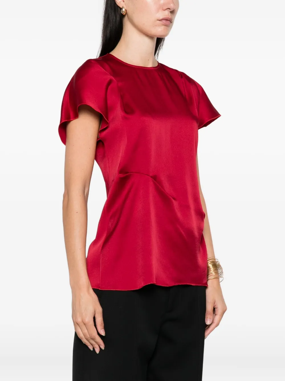 Victoria Beckham short-sleeve draped top Rood