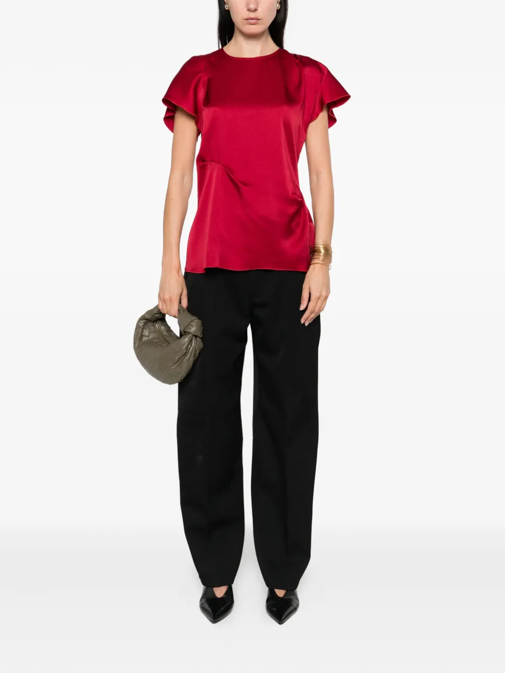 Victoria Beckham short-sleeve draped top Rood