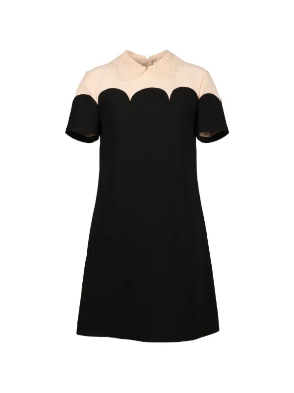 valentino black mini dress Velvet Bow Ruffle Short-Sleeve Mini Dress
