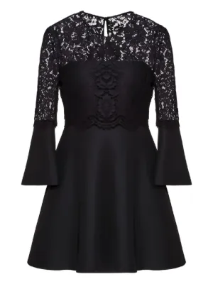 VALENTINO 黒 レースドレス フレア袖 バレンティノ VALENTINO ワンピース 黒 レースワンピース ドレス