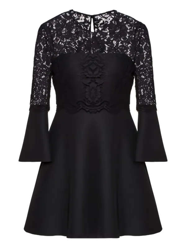chinese dress ladies Valentino Black Lace-Trimmed Gown  MSA Haute Couture
