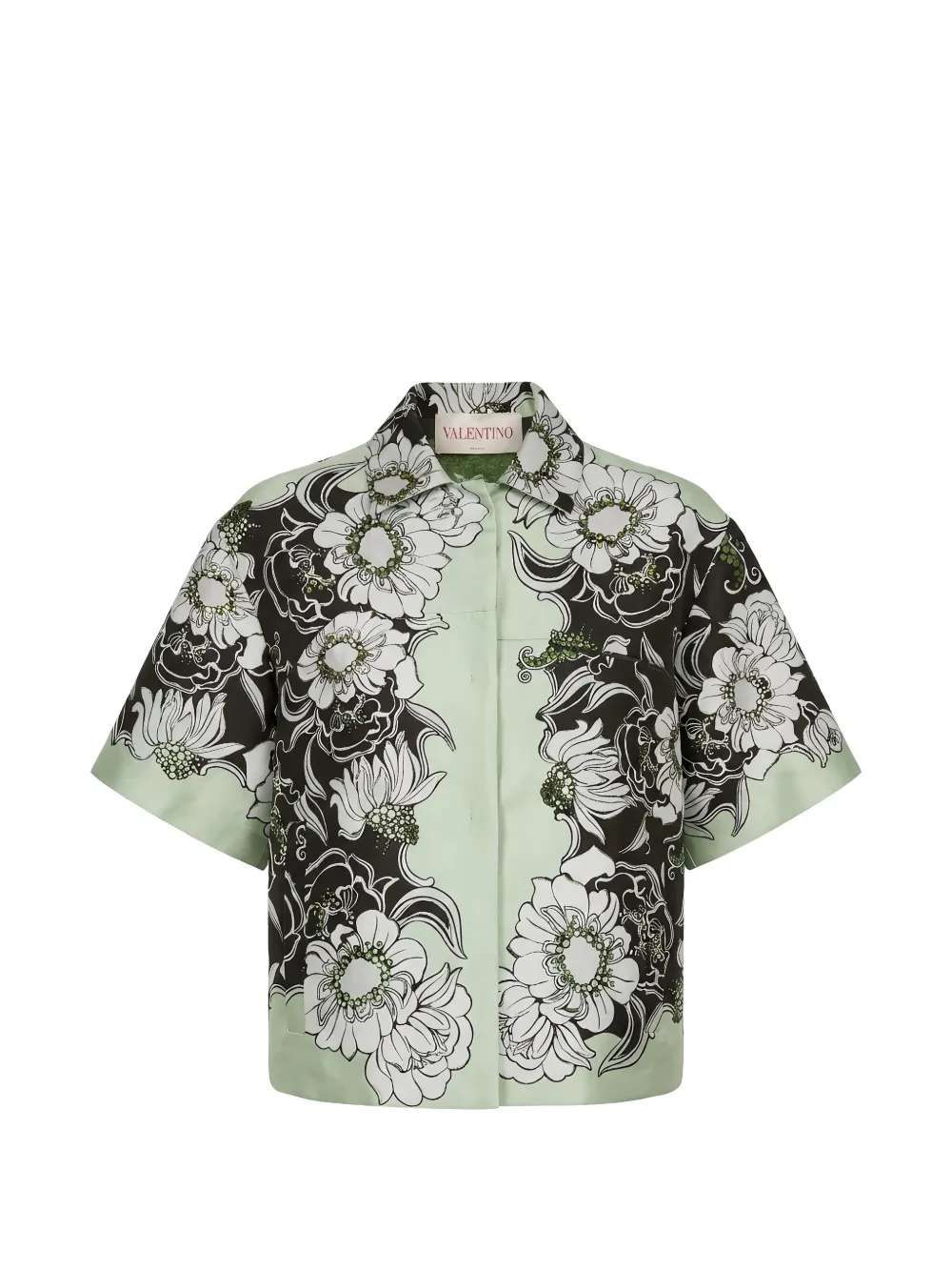 Valentino Garavani floral-print sequin-embellished jacket - Grün