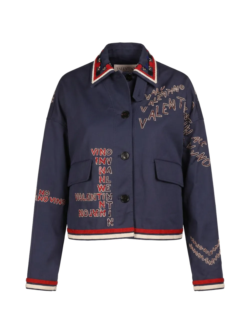 Valentino Garavani beaded collar jacket - Blu