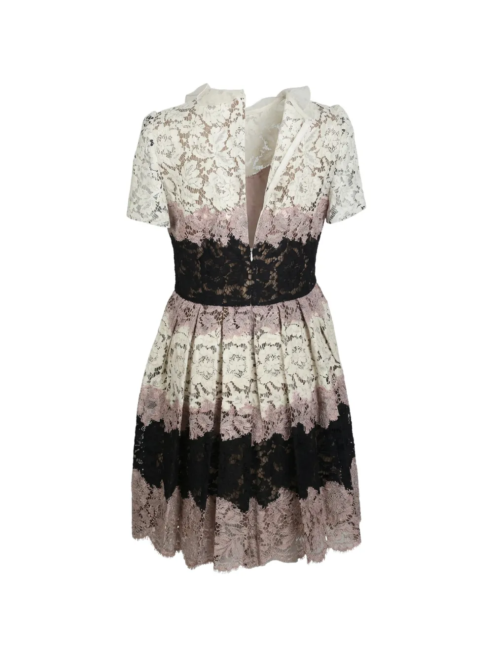 Valentino Garavani Mini-jurk met ruches en kant Beige