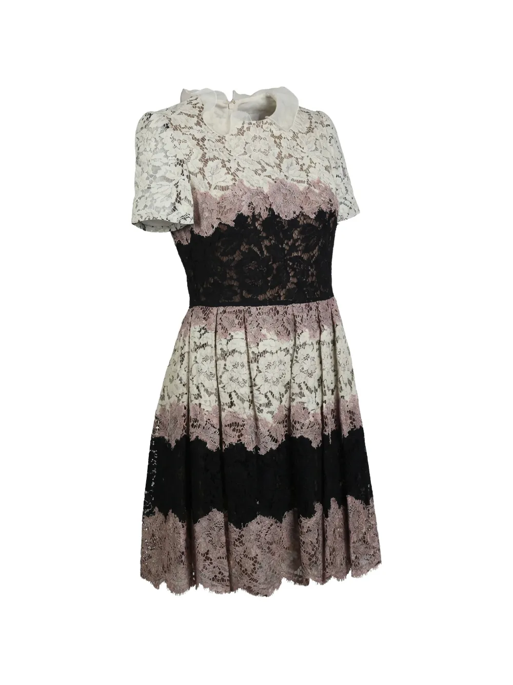 Valentino Garavani Mini-jurk met ruches en kant Beige