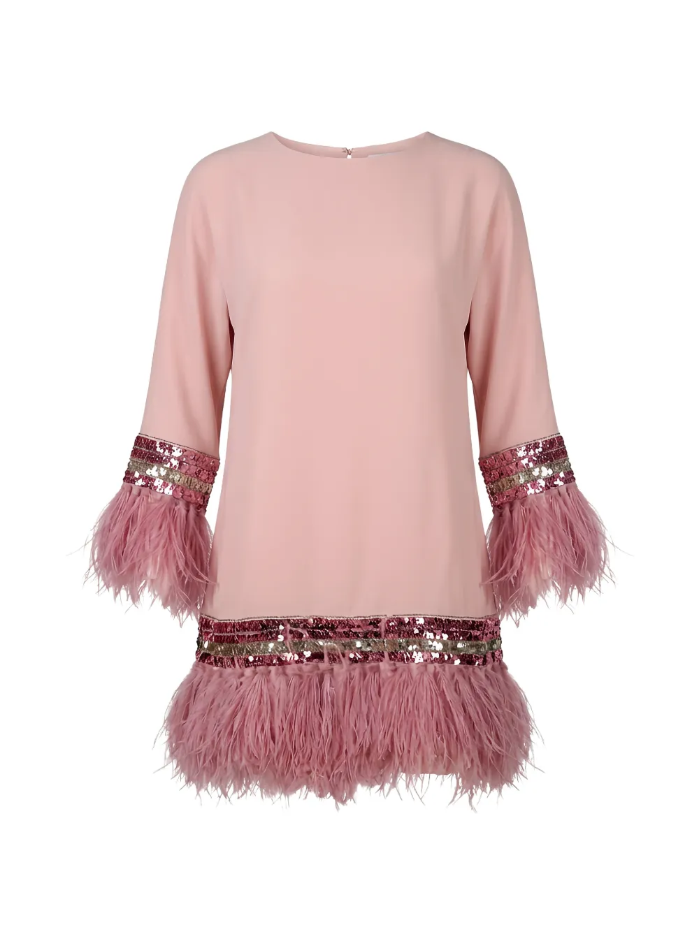 Valentino Garavani sequin-embellished feather-trim mini dress - Rosa