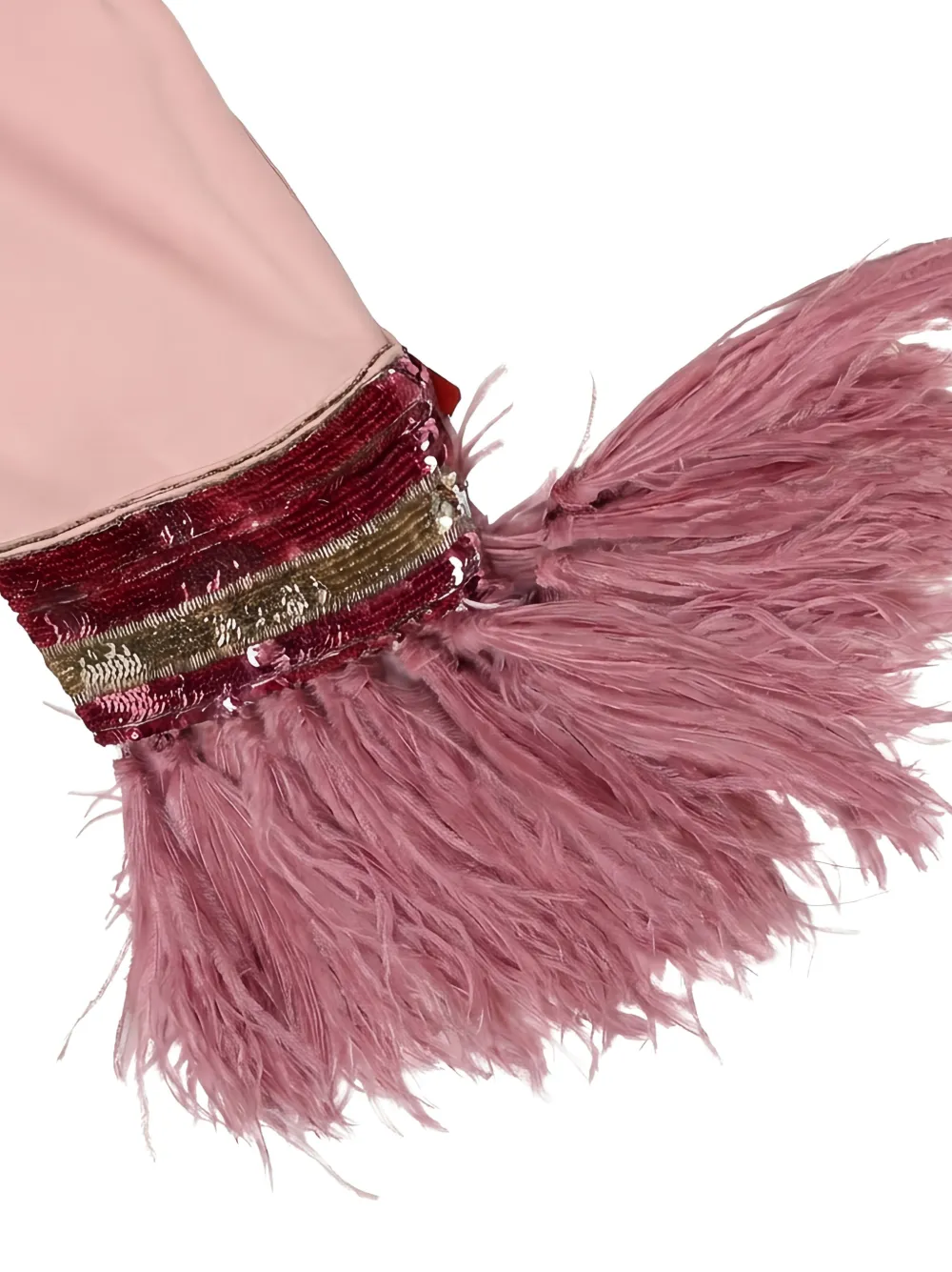 Valentino Garavani Midi-jurk verfraaid met pailletten en veren Roze