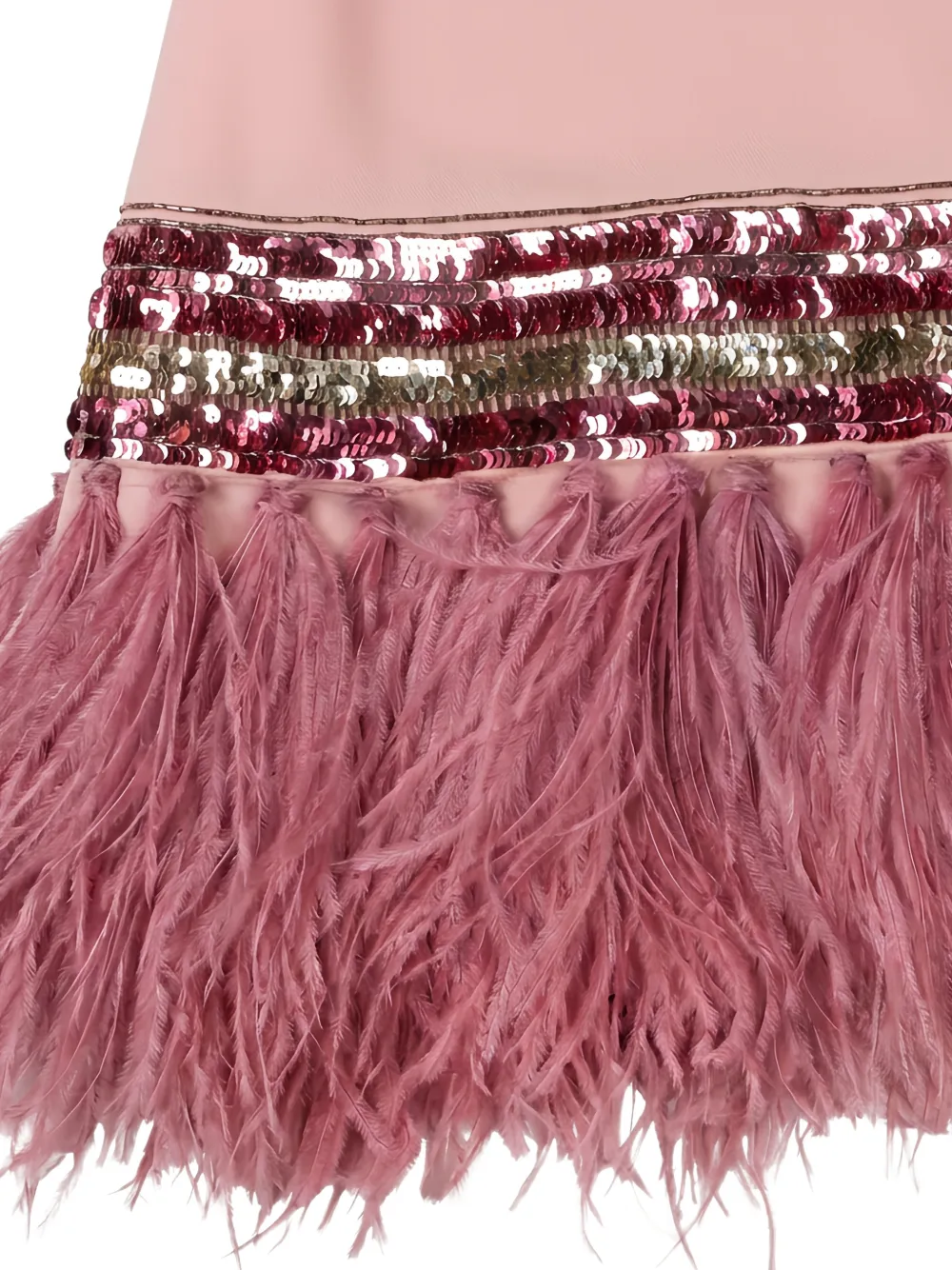 Valentino Garavani Midi-jurk verfraaid met pailletten en veren Roze