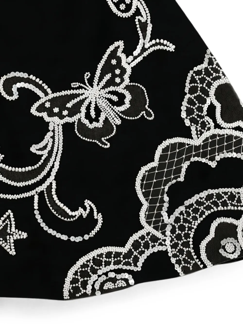 Valentino Garavani bead-embellished tulle-panel mini dress Zwart