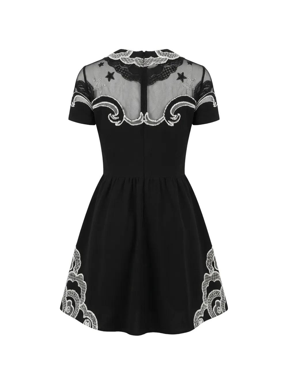 Valentino Garavani bead-embellished tulle-panel mini dress Zwart