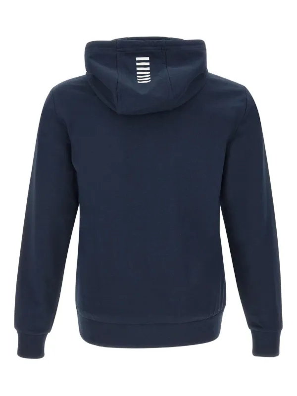Ea7 Emporio Armani Moletom De Algodão Stretch Com Capuz | Azul