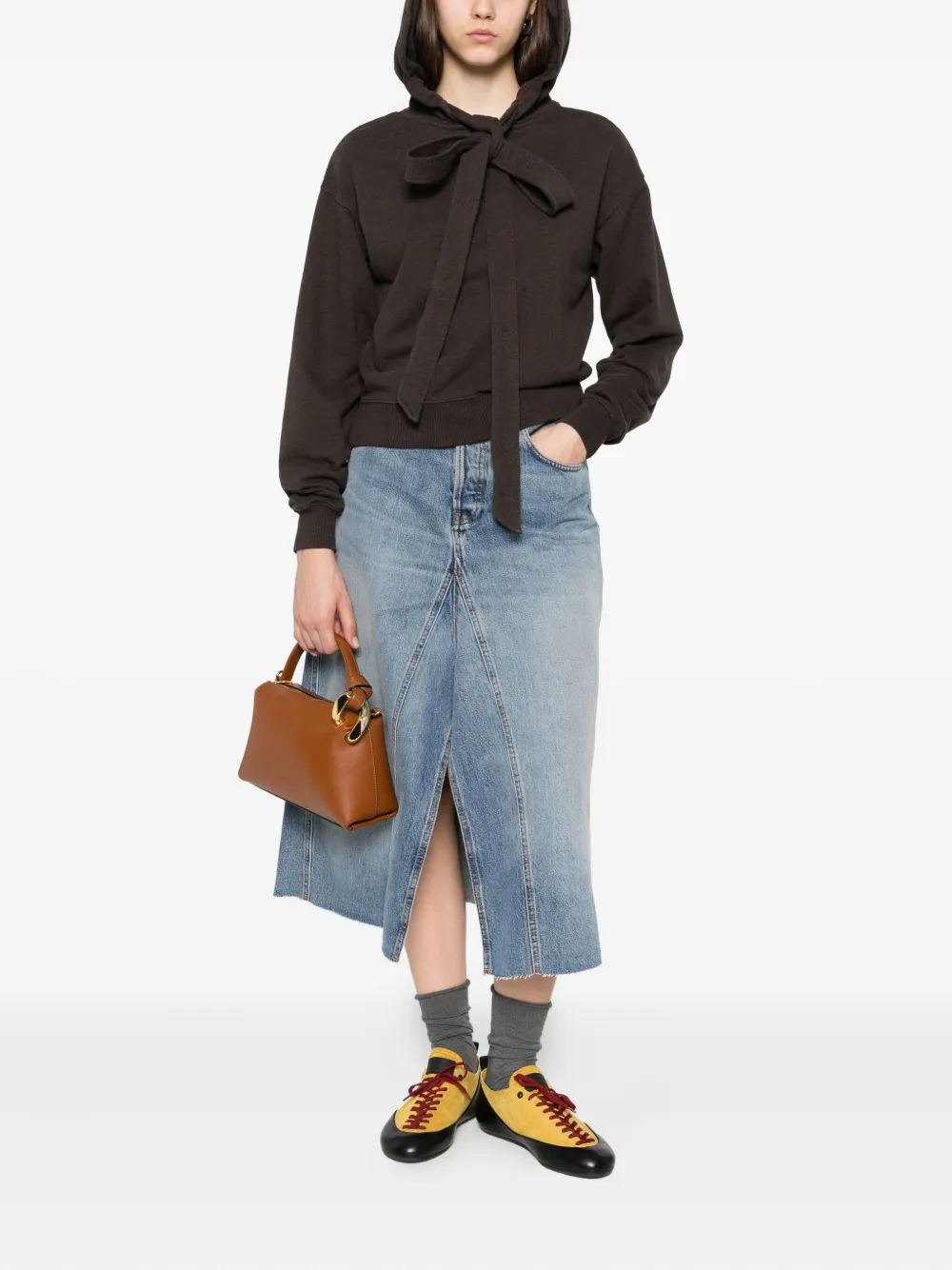 JW Anderson Hoodie met striksluiting Bruin