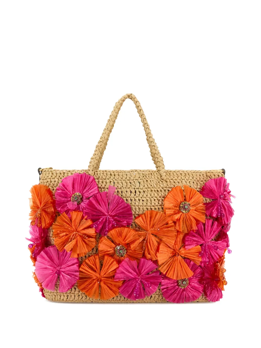 Valentino Garavani VLogo raffia shopping bag - Beige