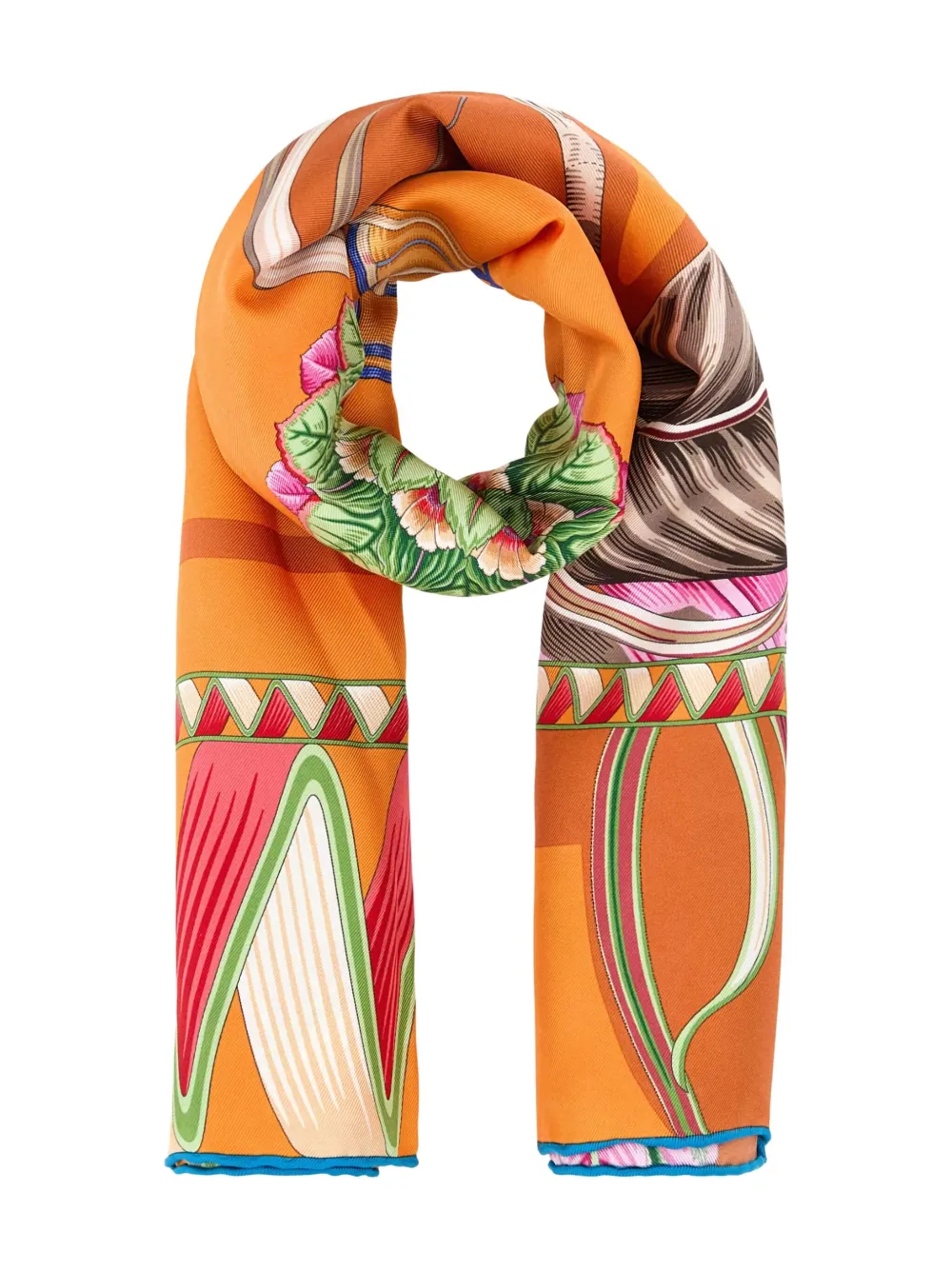 Ferragamo silk scarf - オレンジ Ferragamo silk scarf - オレンジ