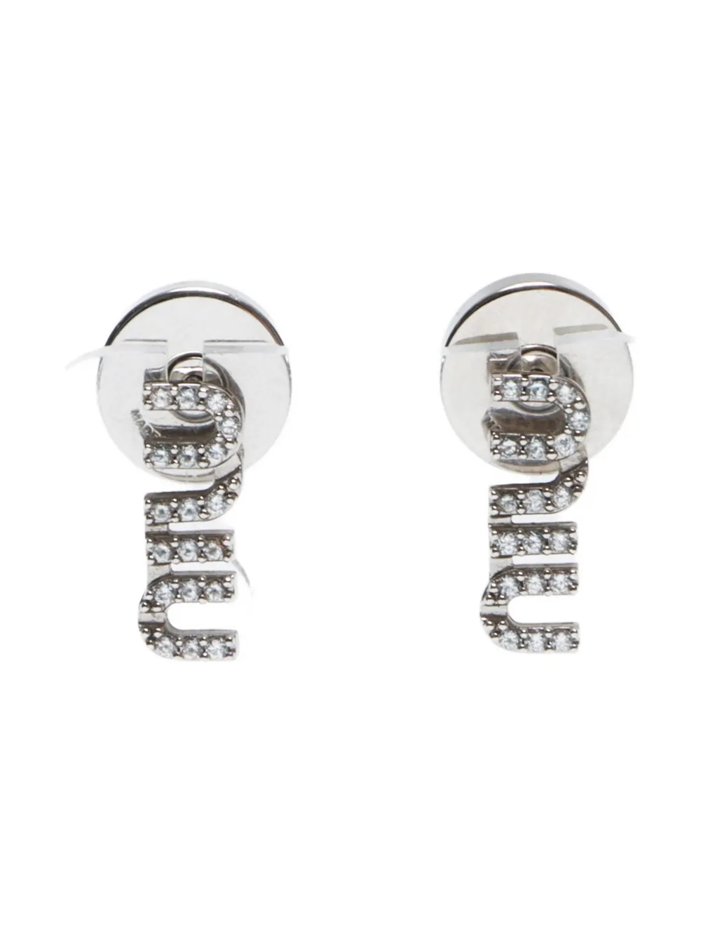 Miu Miu Pre-Owned 2020-2025s Logo Rhinestone earrings | plateado | Image 1