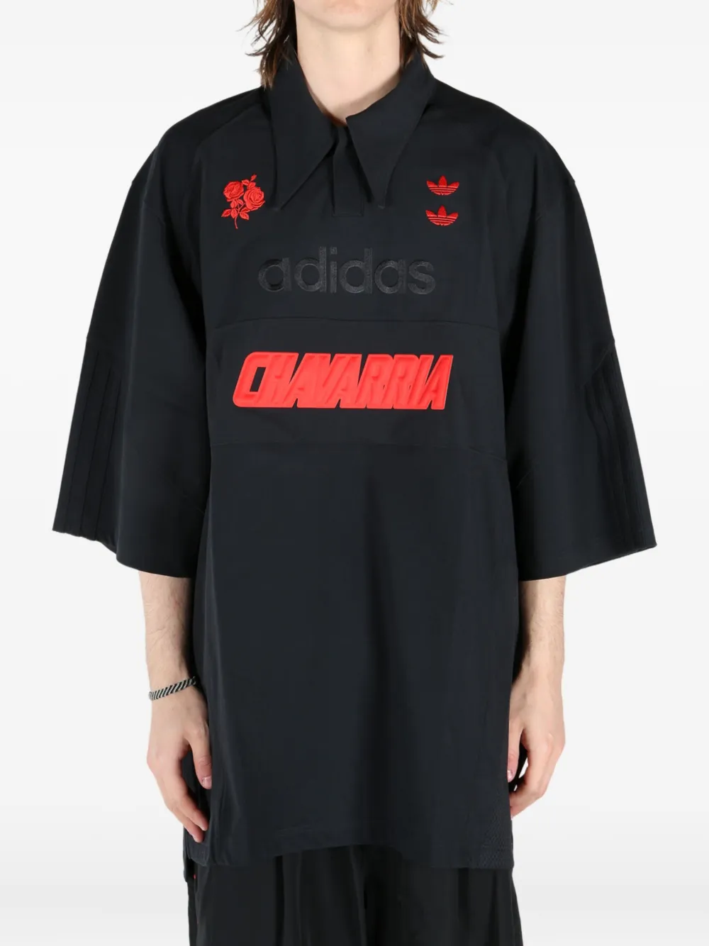 adidas x Willy Chavarria logo-embroidered polo shirt Blauw