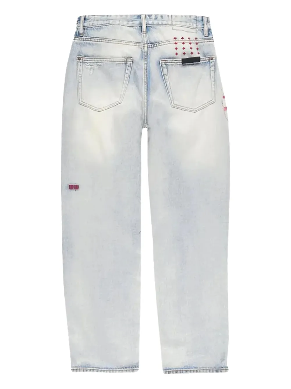 Ksubi floral-embroidered distressed jeans - Blauw
