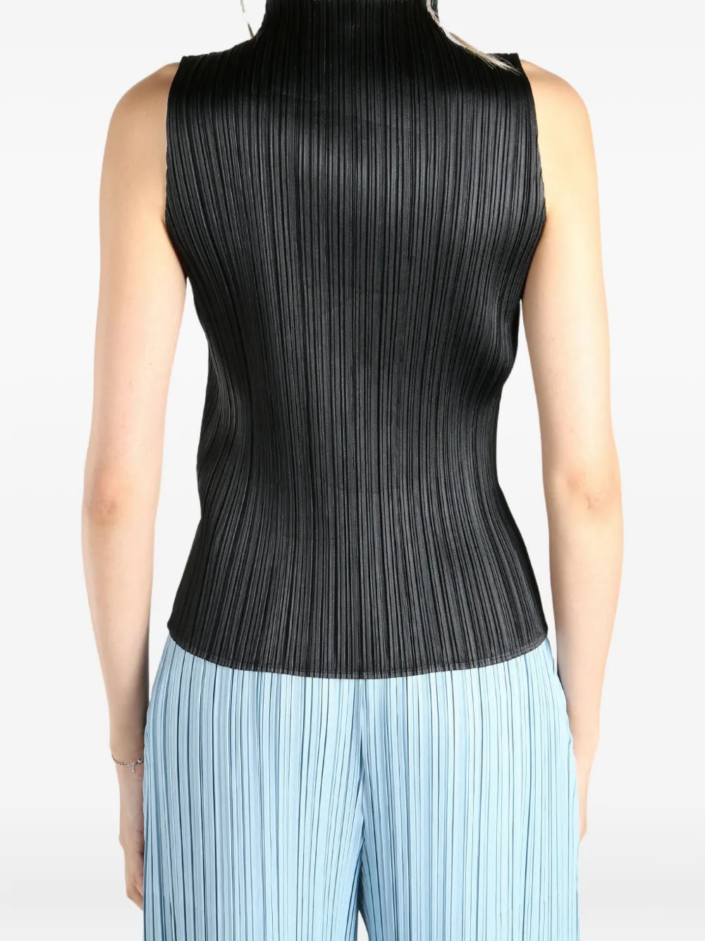 Pleats Please Issey Miyake Geplooide top Zwart