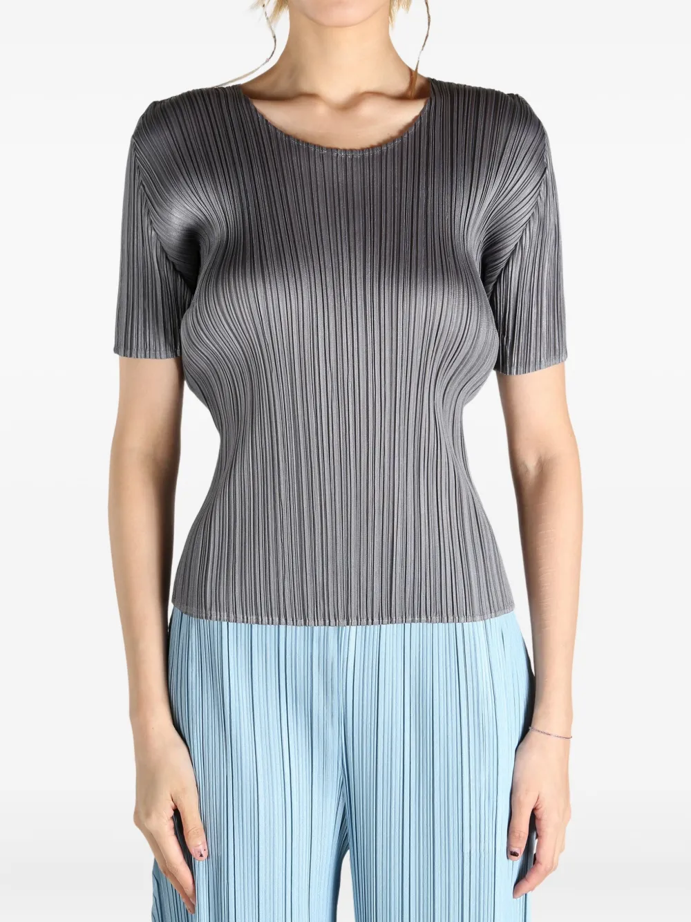 Pleats Please Issey Miyake Geplooide top Grijs