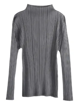 Pleats Please Issey Miyake Pleated mock-neck Top | Grey | FARFETCH