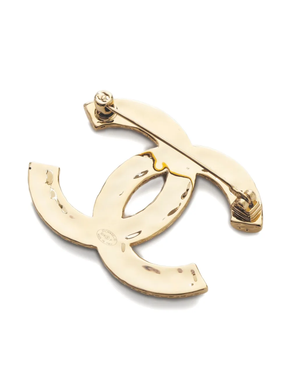 Pre-owned Chanel 2024 Cc Mark Brooch In Gold