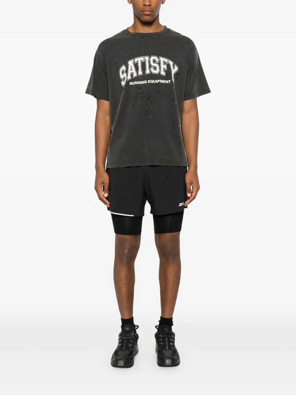 Satisfy T-shirt met logoprint - Zwart