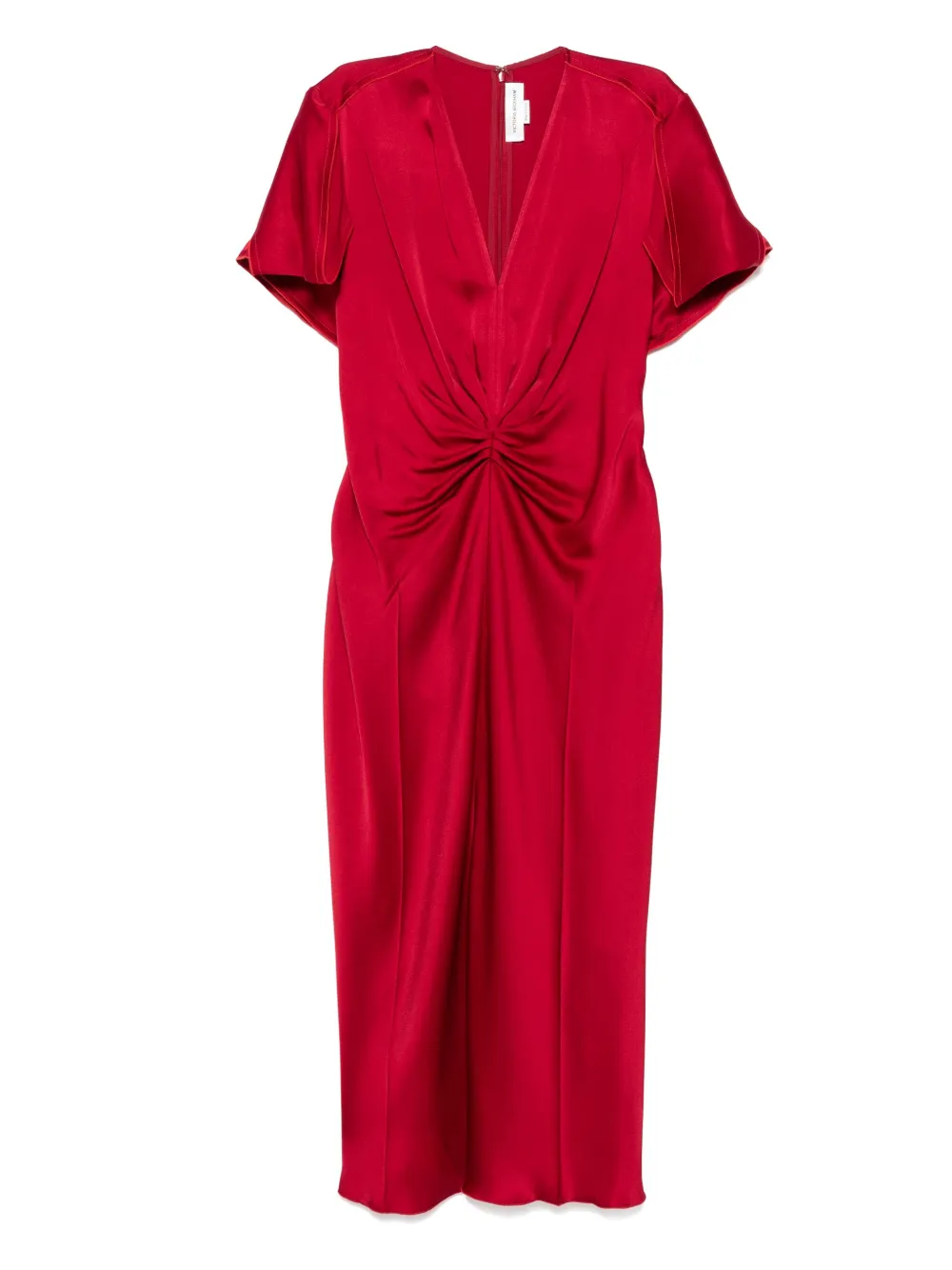 Victoria Beckham Midi-jurk met gesmockt detail Rood