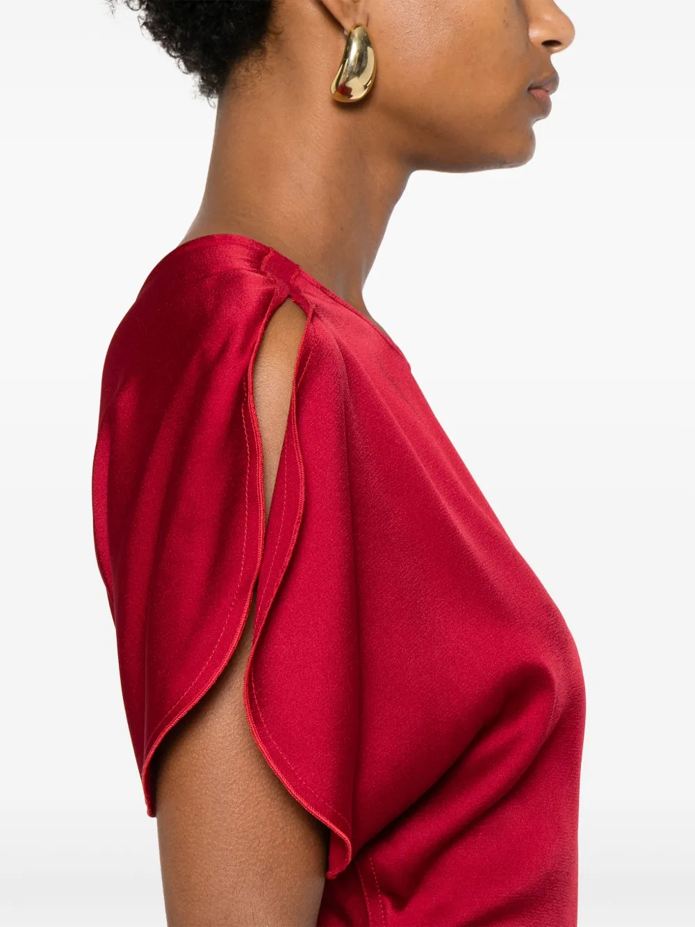Victoria Beckham Midi-jurk met gesmockt detail Rood