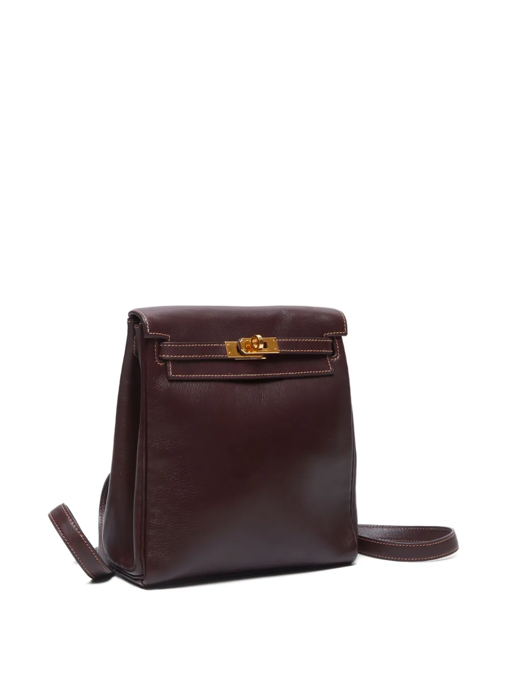 Pre-owned Hermes 1999 Kelly Ado Backpack In Brown