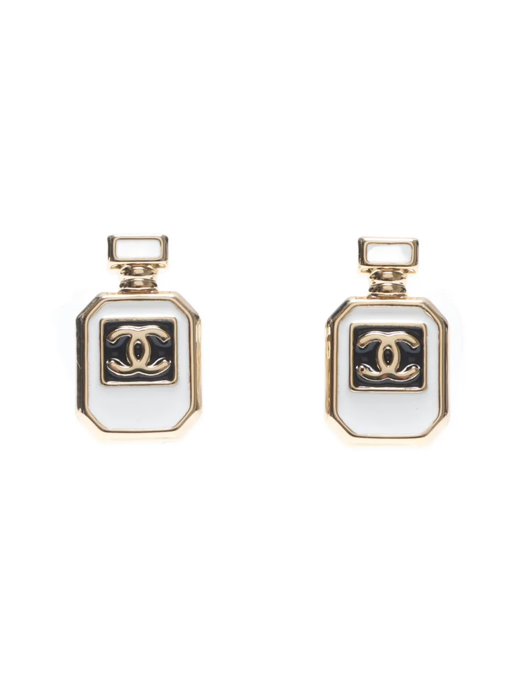 CHANEL Pre-Owned 2025 bottle-motif stud earrings - ホワイト CHANEL Pre-Owned 2025 bottle-motif stud earrings - ホワイト