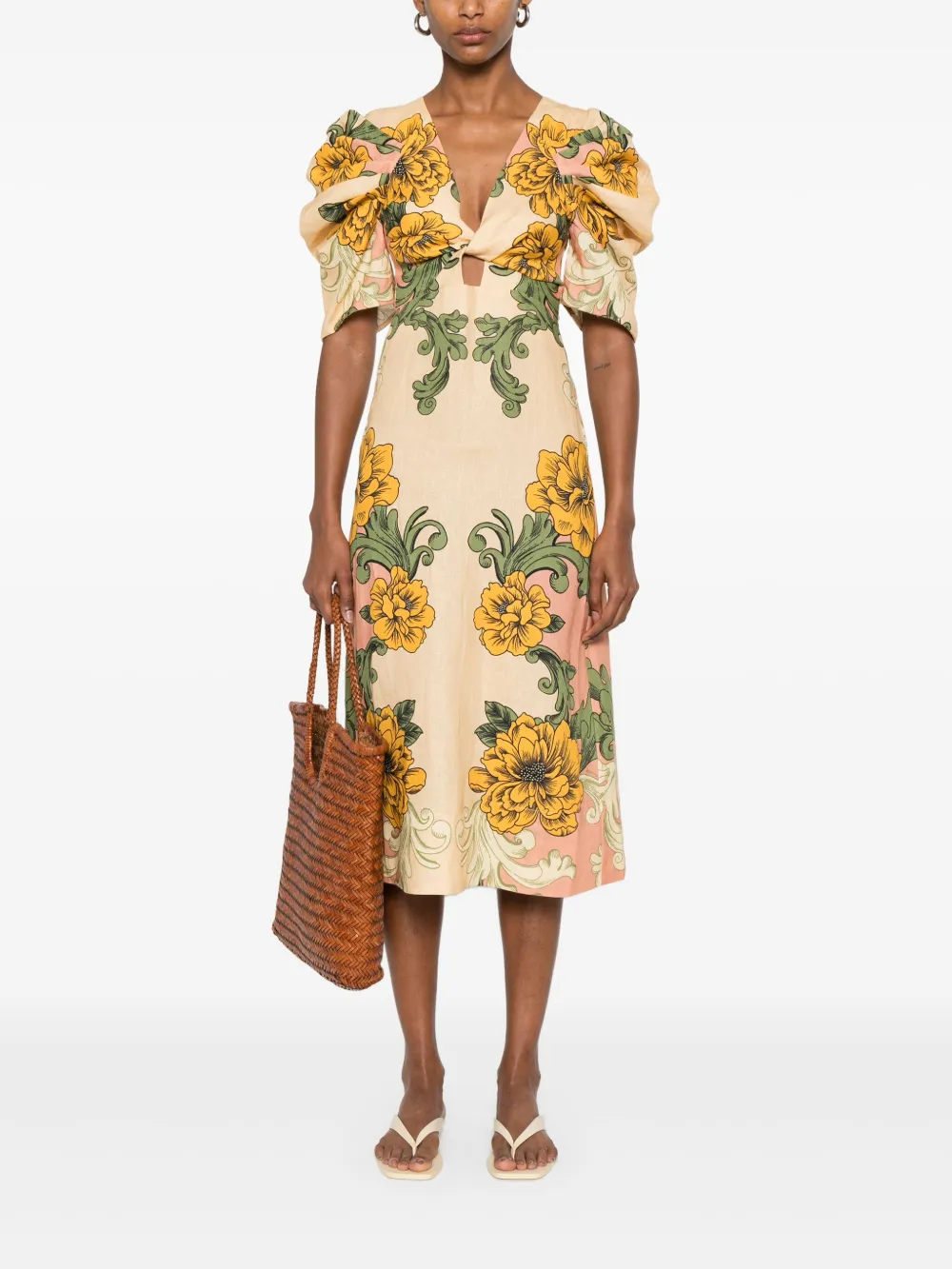 FARM Rio floral-print dress - Beige