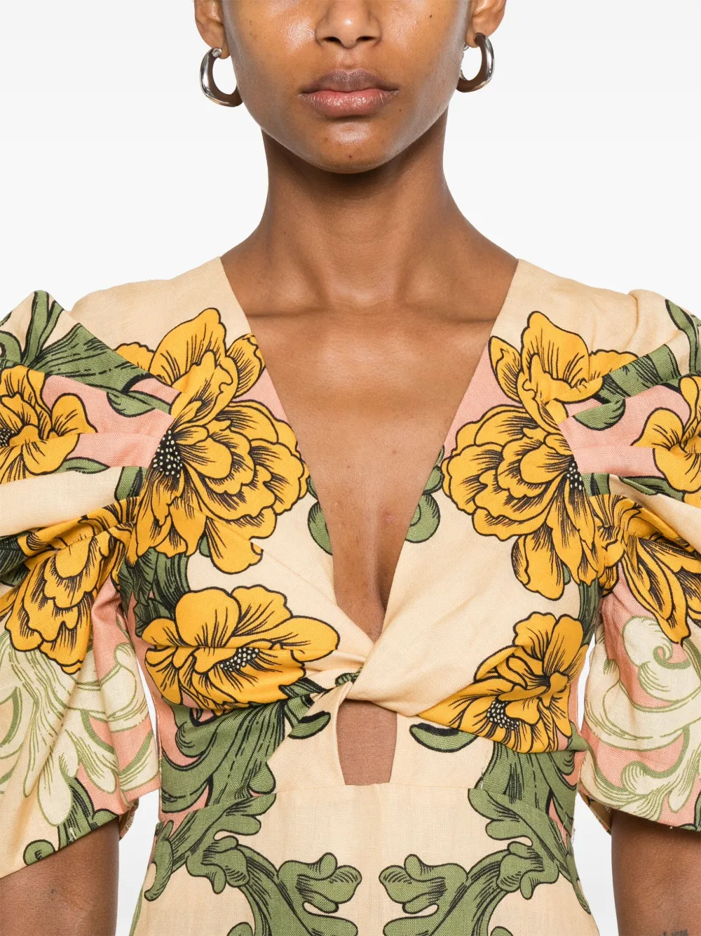 FARM Rio Jurk met bloemenprint Beige