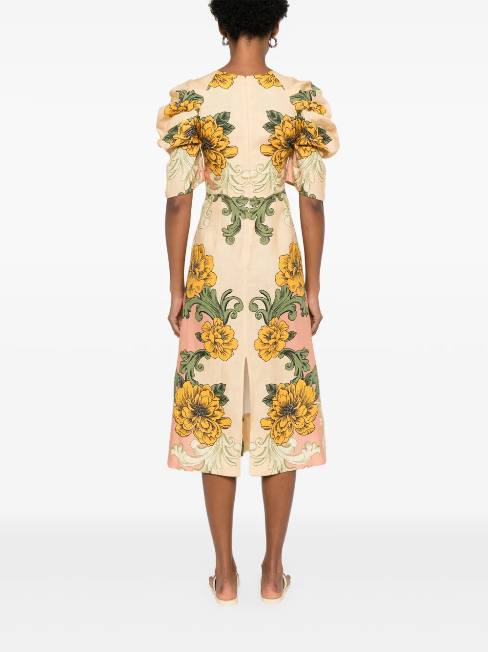 FARM Rio Jurk met bloemenprint Beige