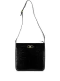 Ferragamo Pre-Owned 2000-2024 Croc Embossed Leather Gancini crossbody bag - Black