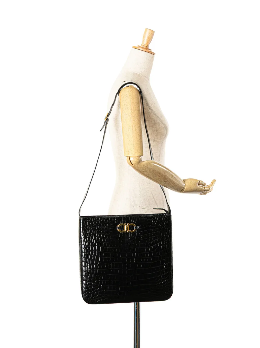 Ferragamo Pre-Owned 2000-2024 Croc Embossed Leather Gancini crossbody bag | Pre-Owned | Image 2