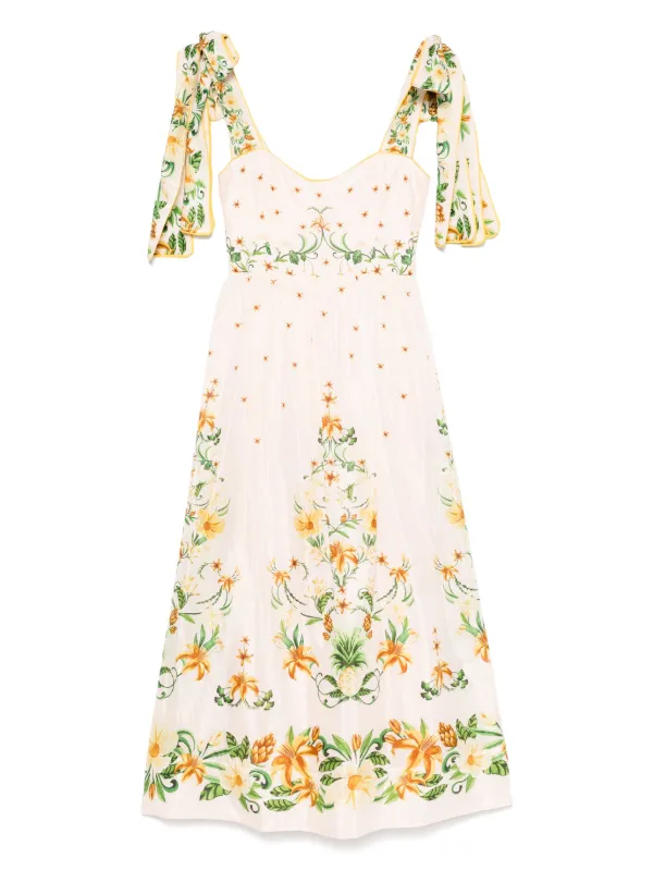 Farm Rio Botanical Beauty Midi Dress - Pink