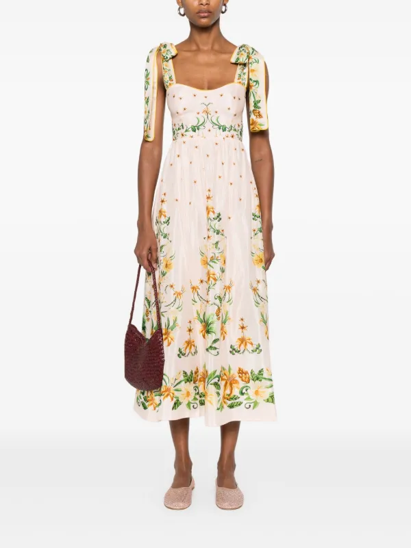 Farm Rio Botanical Beauty Midi Dress - Pink
