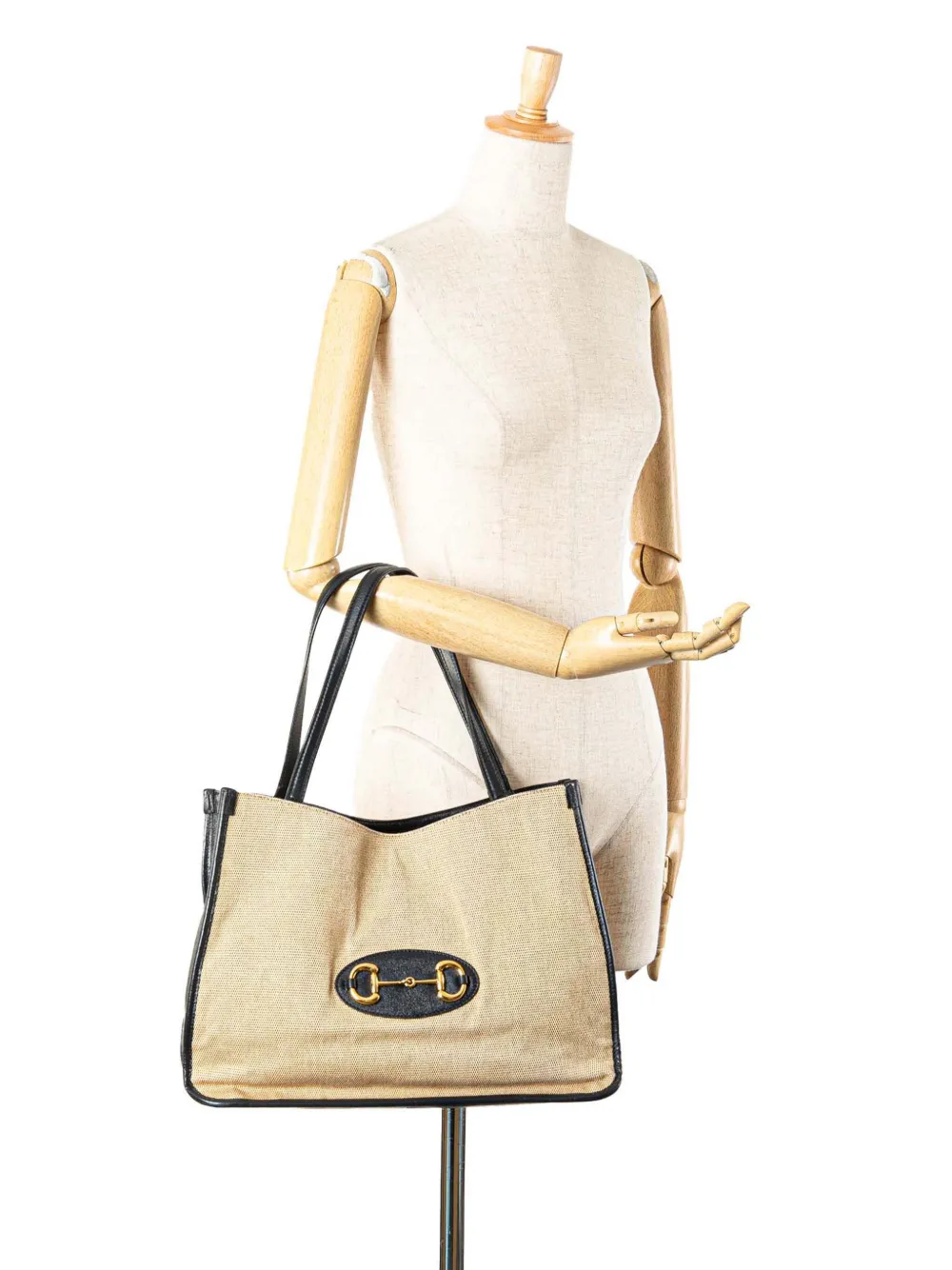 Pre-owned Gucci 2016-2024 Medium Canvas Horsebit 1955 Tote Bag In Brown