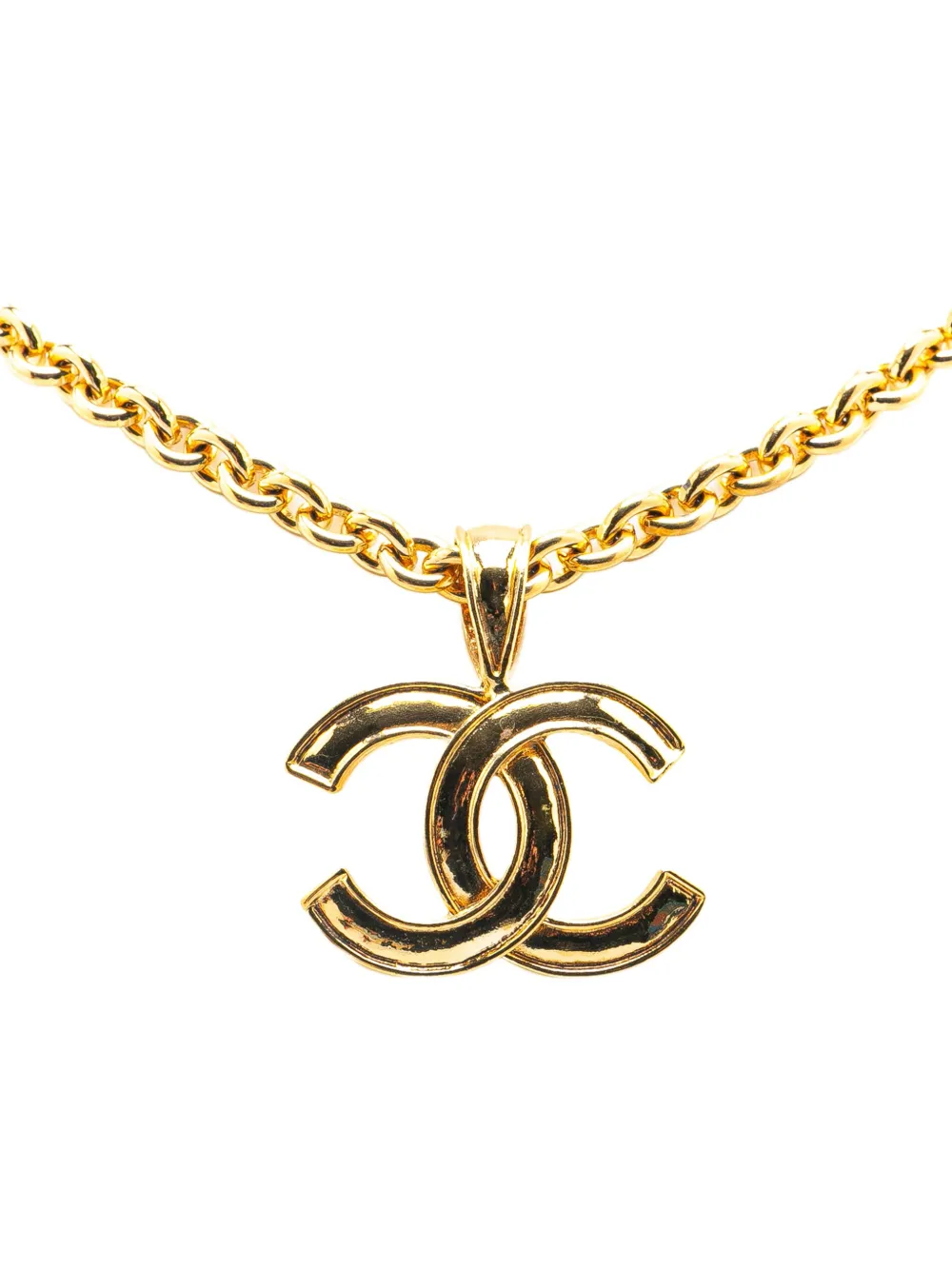 CHANEL Pre-Owned 1994 Gold Plated CC Pendant Necklace costume necklace CHANEL Pre-Owned 1994 Gold Plated CC Pendant Necklace costume necklace