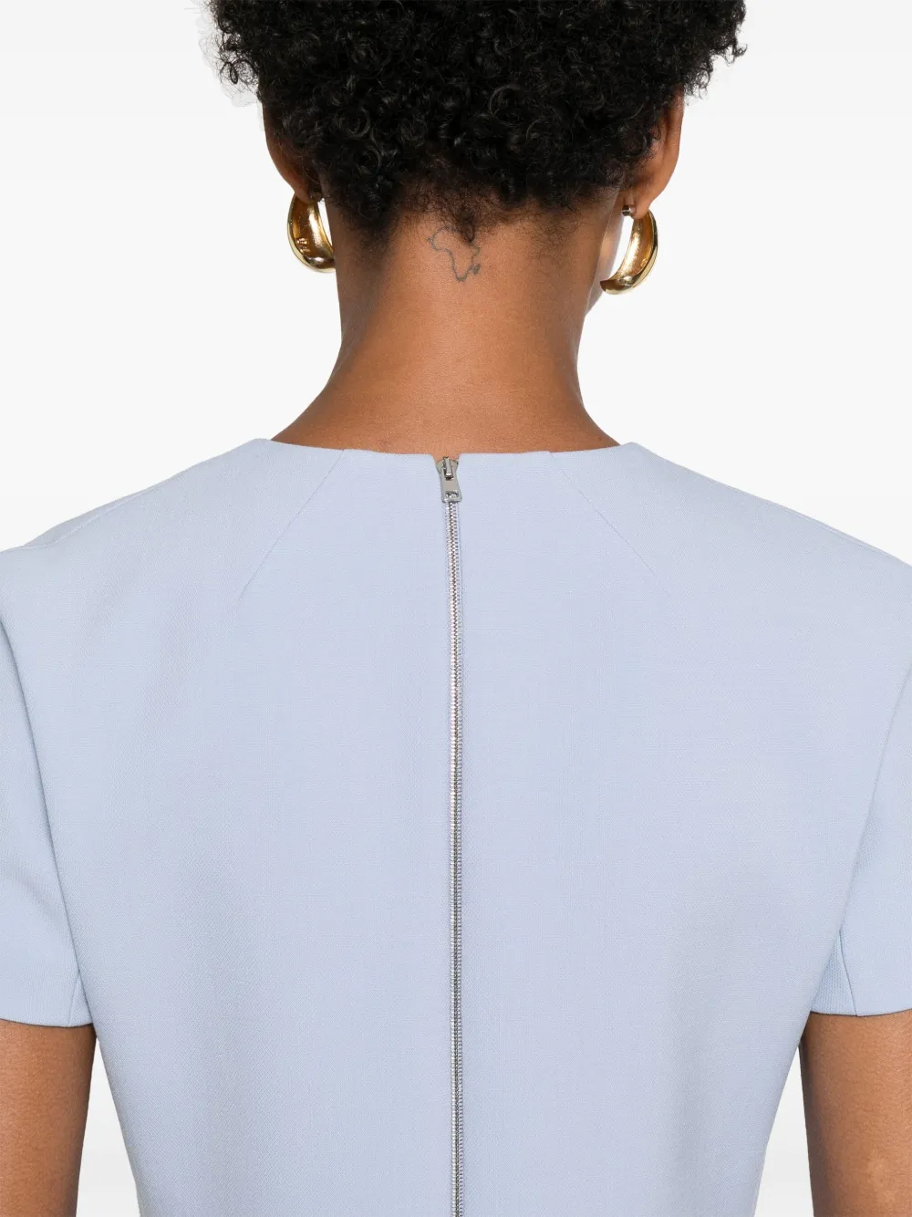 Victoria Beckham Midi-jurk met ronde hals Blauw