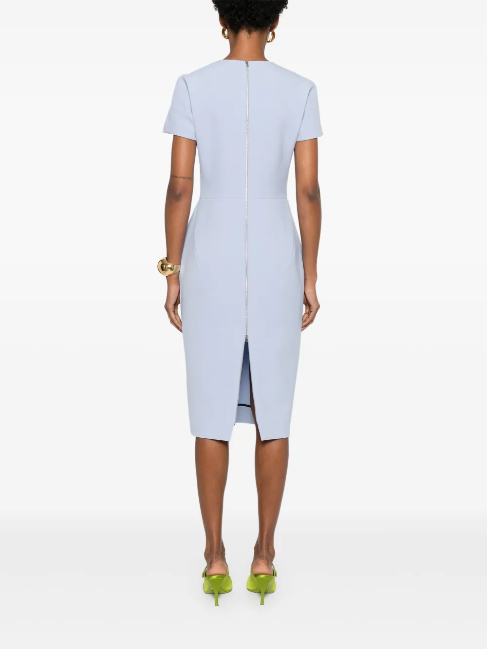 Victoria Beckham Midi-jurk met ronde hals Blauw