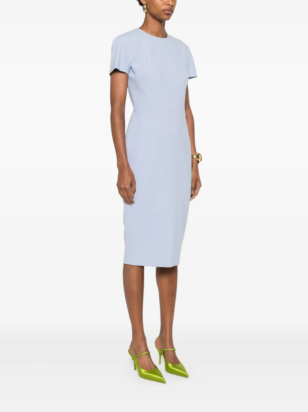 Victoria Beckham Midi-jurk met ronde hals Blauw