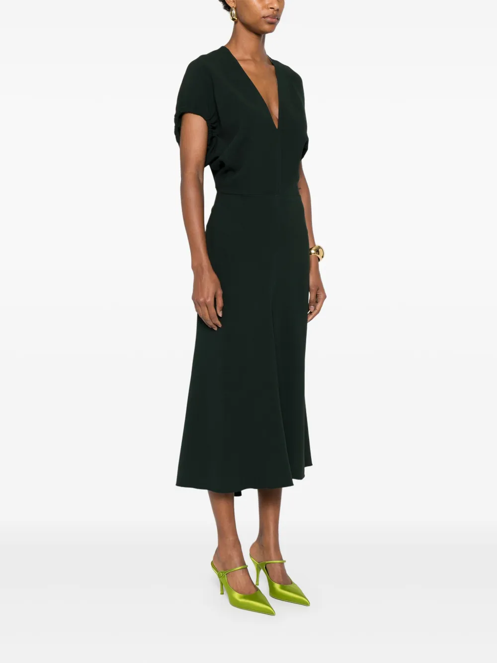 Victoria Beckham Midi-jurk met V-hals Groen