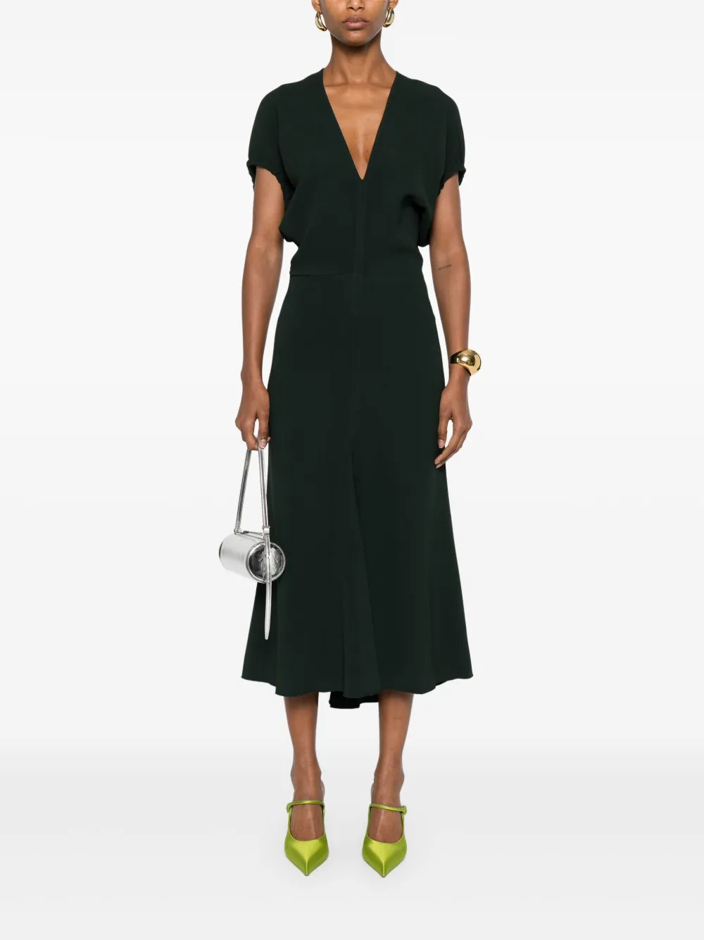 Victoria Beckham V-neck midi dress - Groen