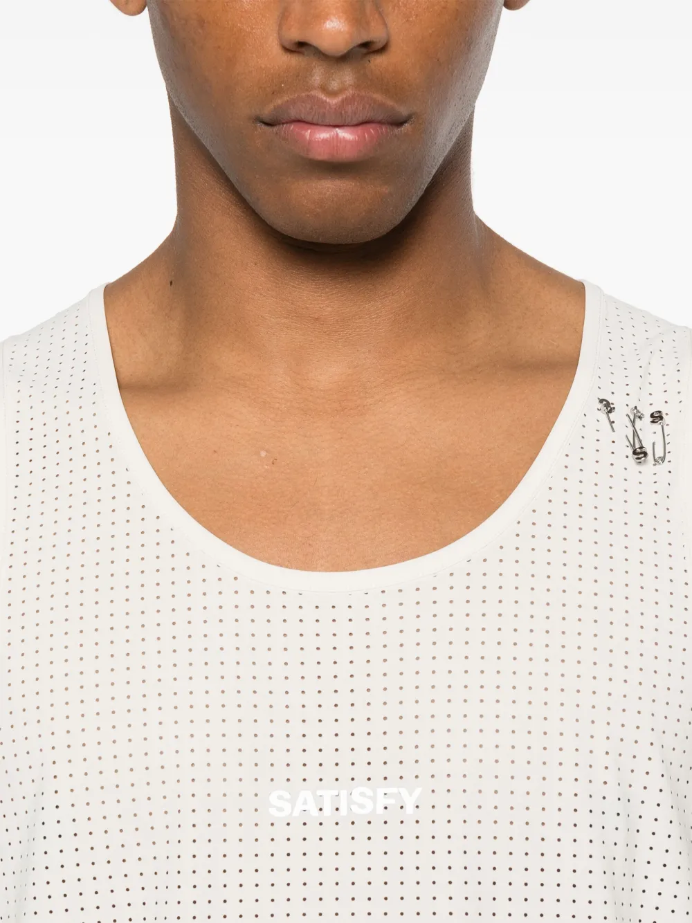 Satisfy Tanktop met logoprint Beige