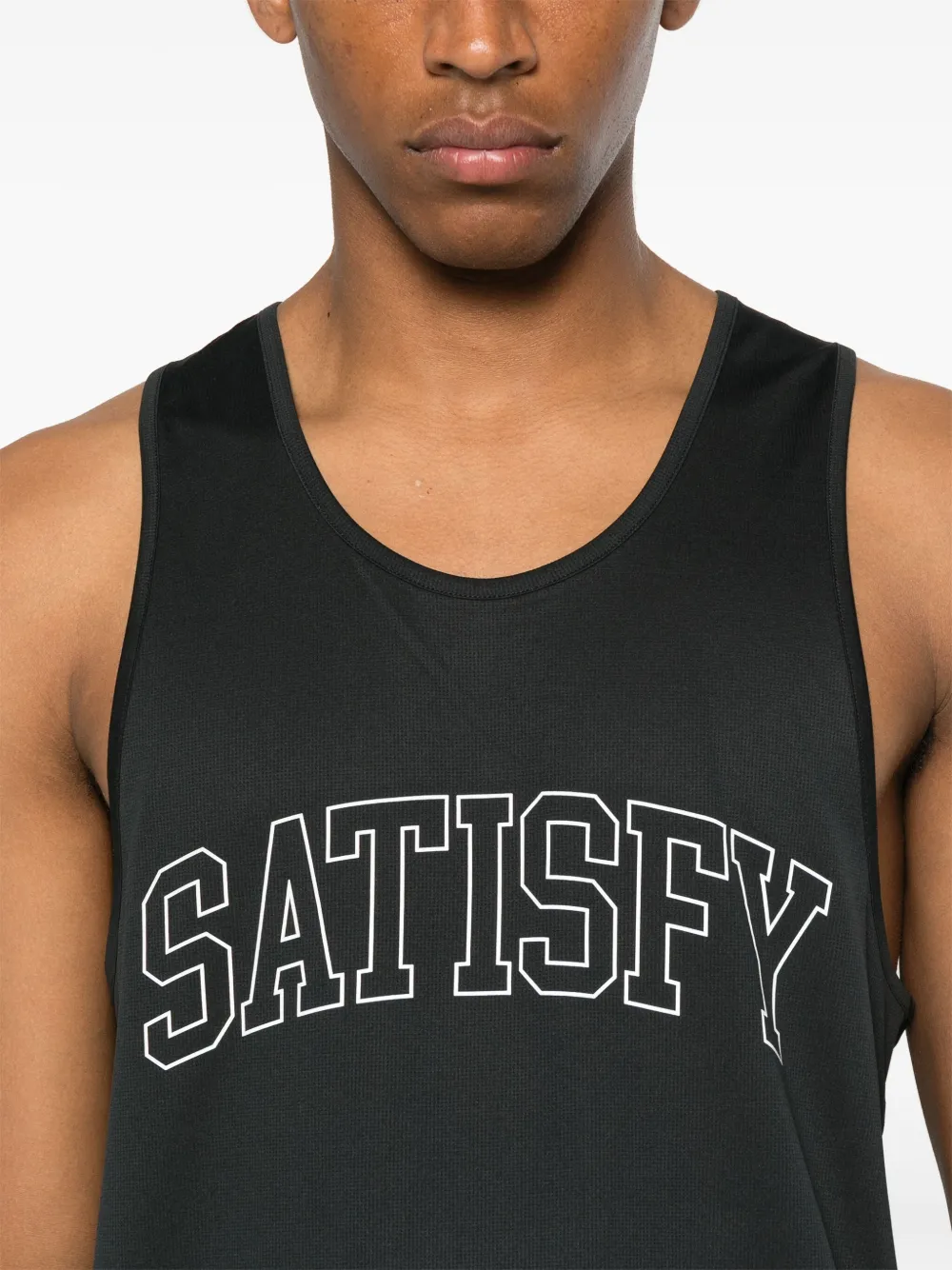 Satisfy Tanktop met logoprint Zwart